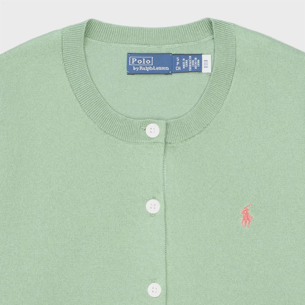 Женский кардиган из смесового хлопка, средне-зелёный, от Polo Ralph Lauren — фото 3