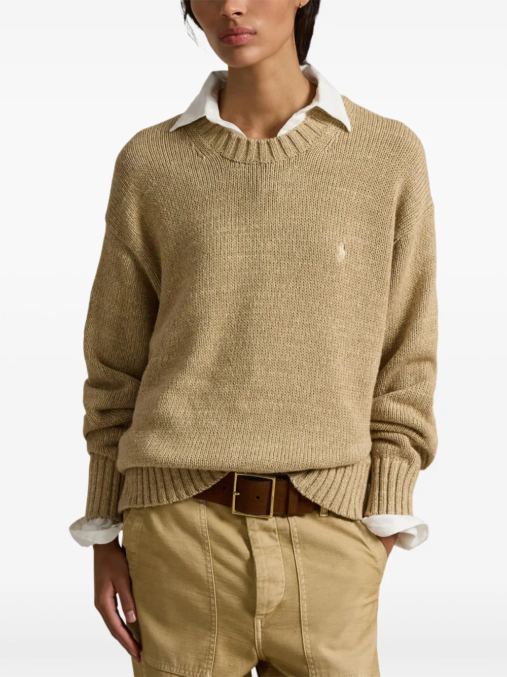 Свитер Polo Pony с круглым вырезом Polo Ralph Lauren, бежевый — фото 3