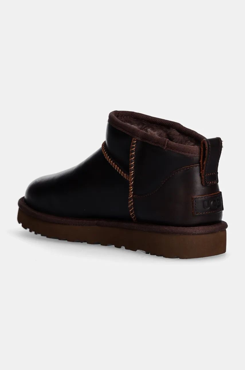 Ботинки кожаные зимние UGG Classic Ultra Mini, коричневый — фото 4