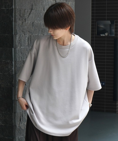 

Confirm Футболка-пончо с коротким рукавом, свободный крой, драпировка, однотонная, серый