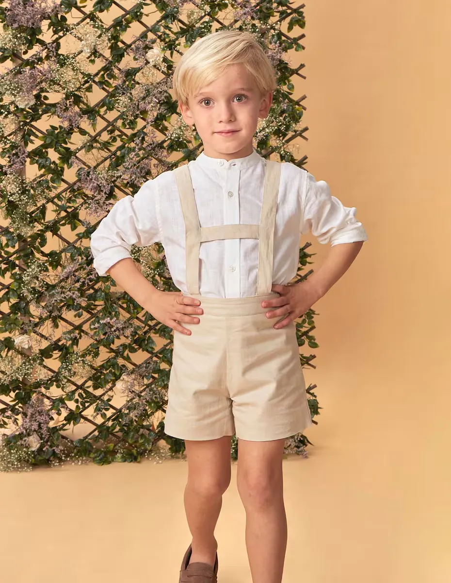 

Льняные шорты для мальчиков с подтяжками Gocco, цвет Marrón claro