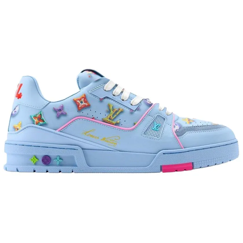LOUIS VUITTON Кроссовки Donut Cow Leather Low top Skateboard мужские синие — фото 3