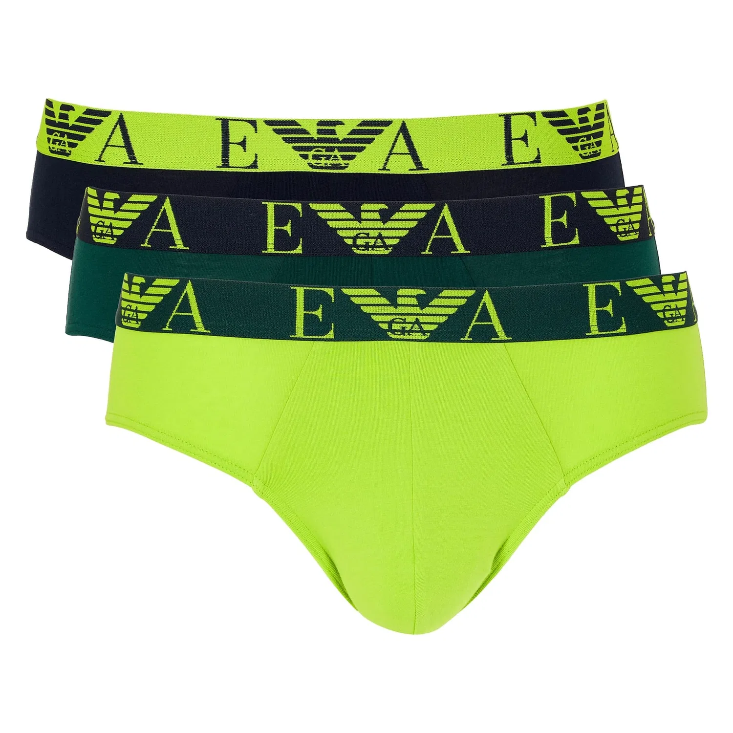 Слипы, 3 шт, из хлопка с эластаном, Emporio Armani, мультиколор — фото 2