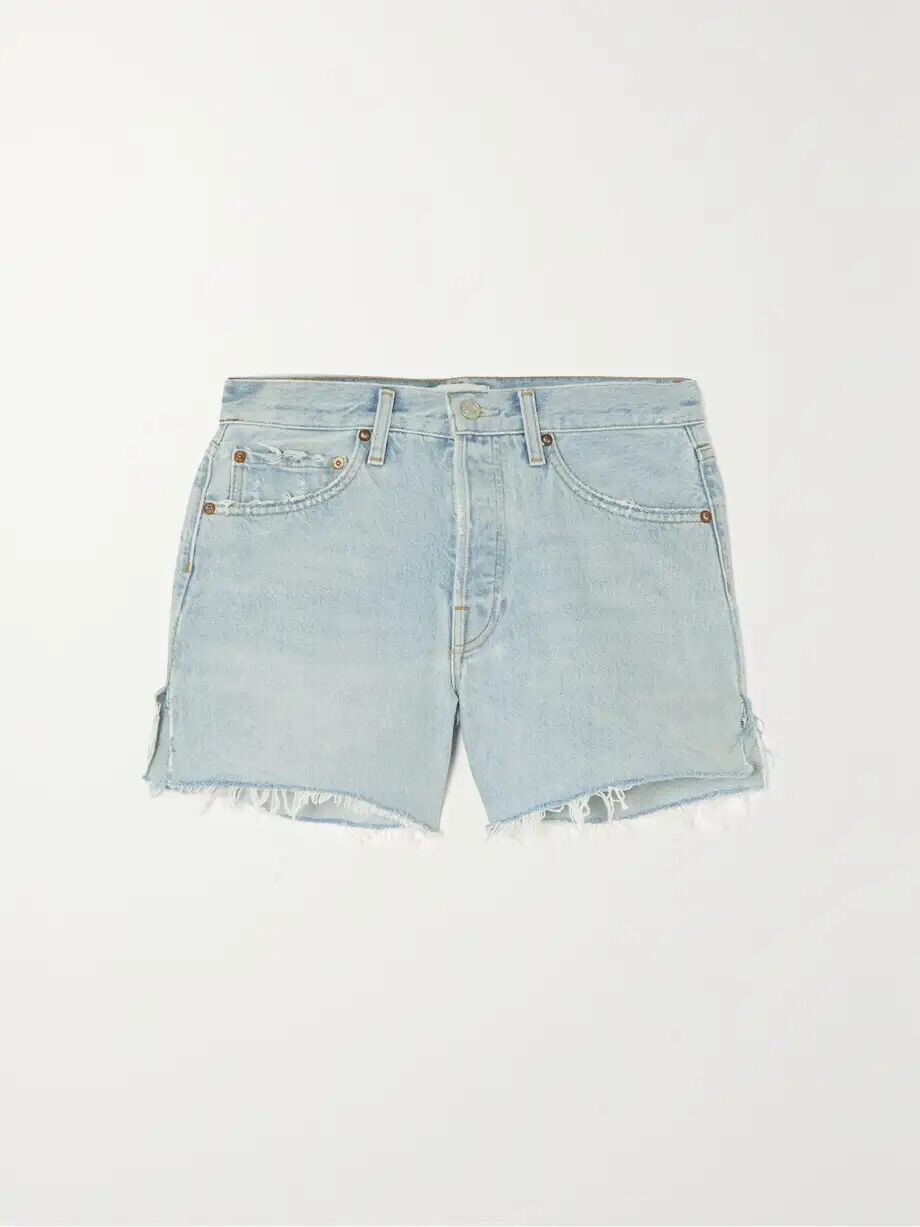 

Parker Long шорты из органического денима с потертостями Agolde, цвет Light denim