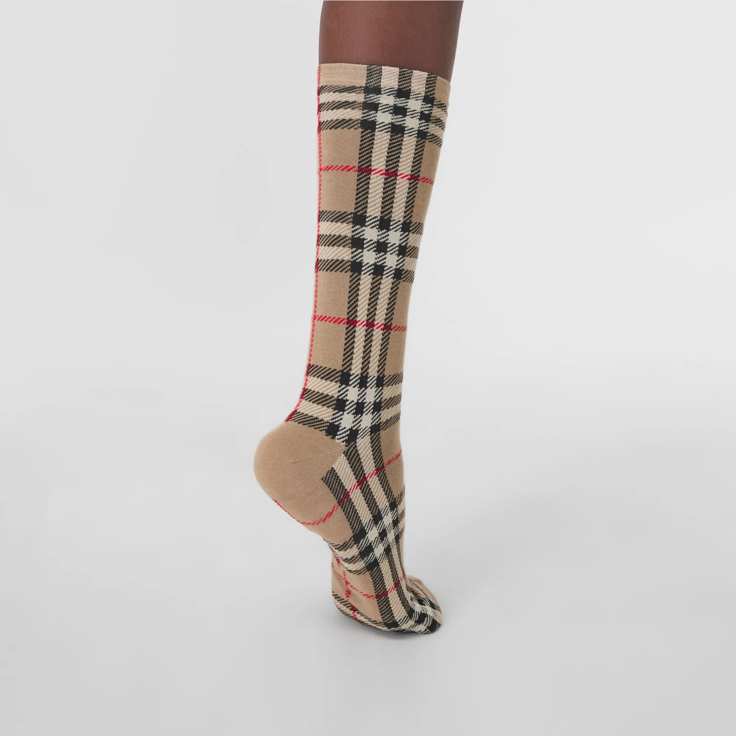 Носки Burberry, женские, клетчатые, бежевый — фото 4