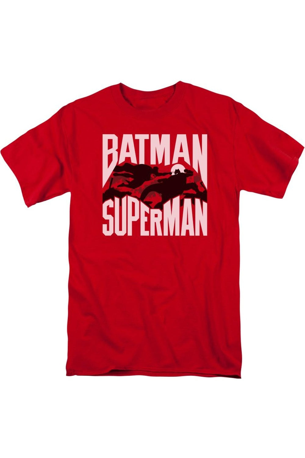 

Футболка с коротким рукавом для взрослых Batman V Superman Silhouette Fight Gildan, красный