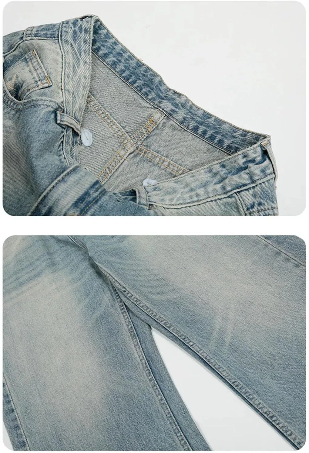 Джинсы свободные Men's Jeans Washing Baggy Wide Leg Denim Pants Straight Bottom, синие — фото 3