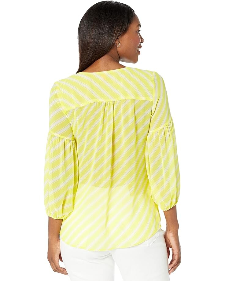 

Блуза Vince Camuto Balloon Sleeve V-Neck Amalfi Stripe Blouse, цвет Bright Lemon