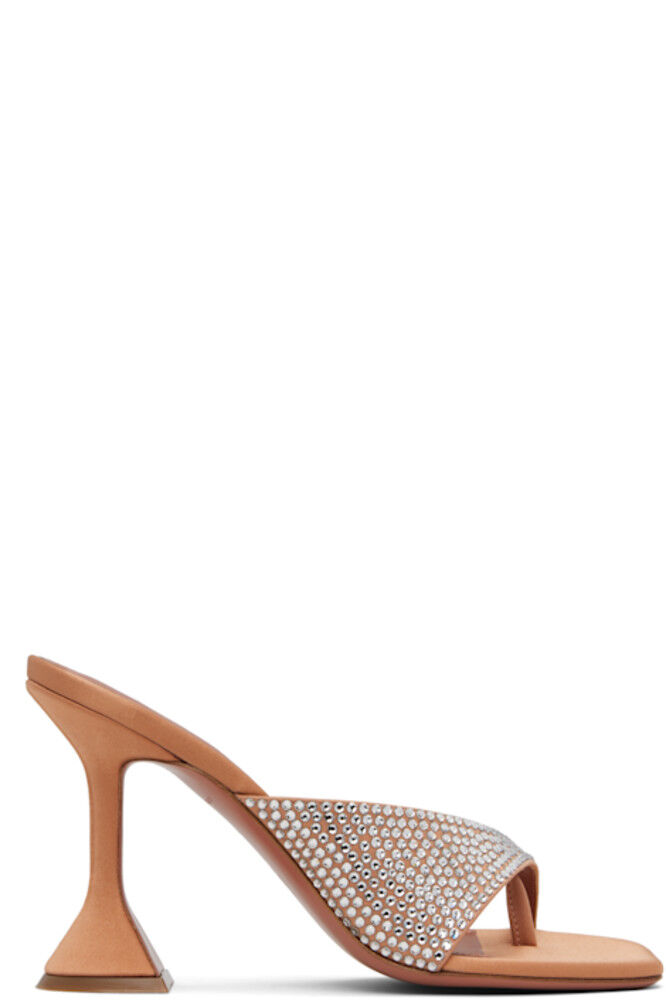 Босоножки на каблуке Tan Shiona Slipper 95 Amina Muaddi