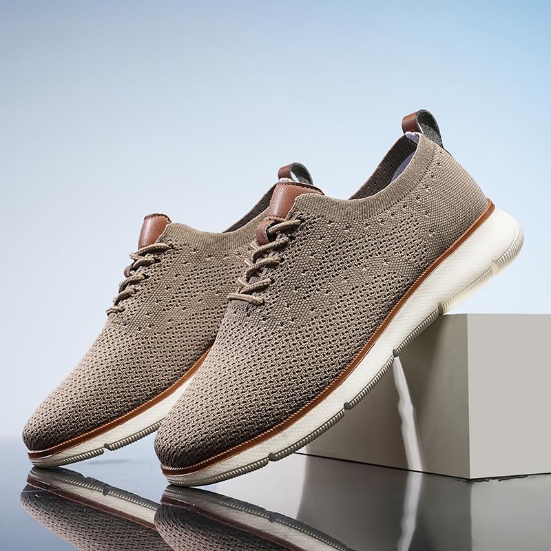 Мужские дышащие кроссовки Knitflex из сетки Оксфорд Swzec, коричневый — фото 2