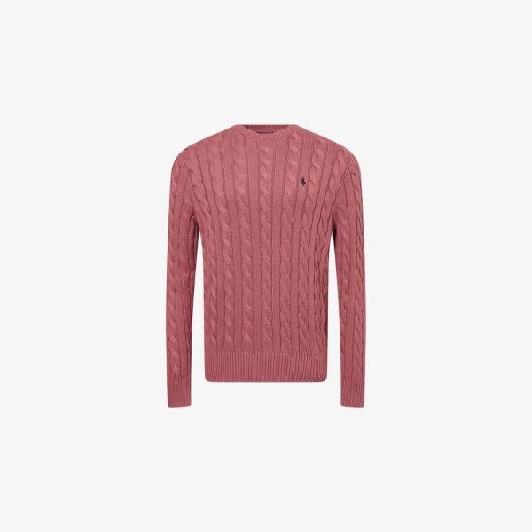 

Вязаный джемпер из хлопка с круглым вырезом Cable-Knit Polo Ralph Lauren, цвет prune juice