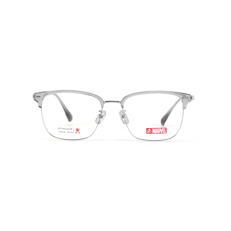 

MARVEL Титановая оправа для очков бровевого типа унисекс, Transparent Gray C021
