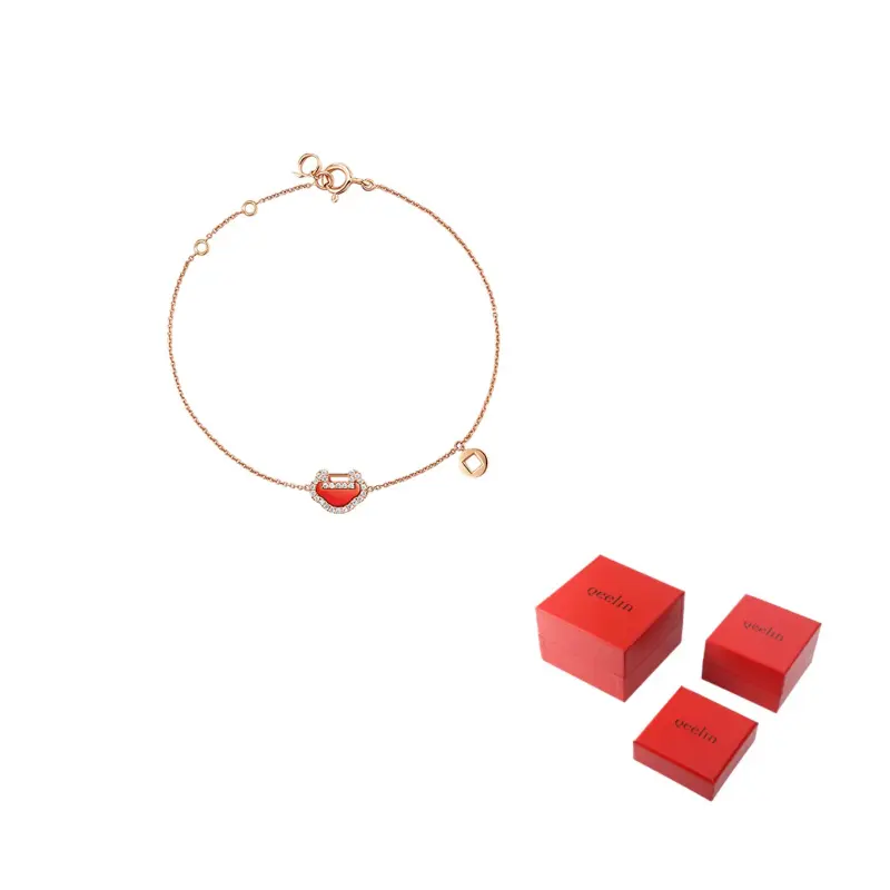 

Qeelin Браслет из розового золота 18 карат, красной агатовой бусины и бриллиантов для женщин