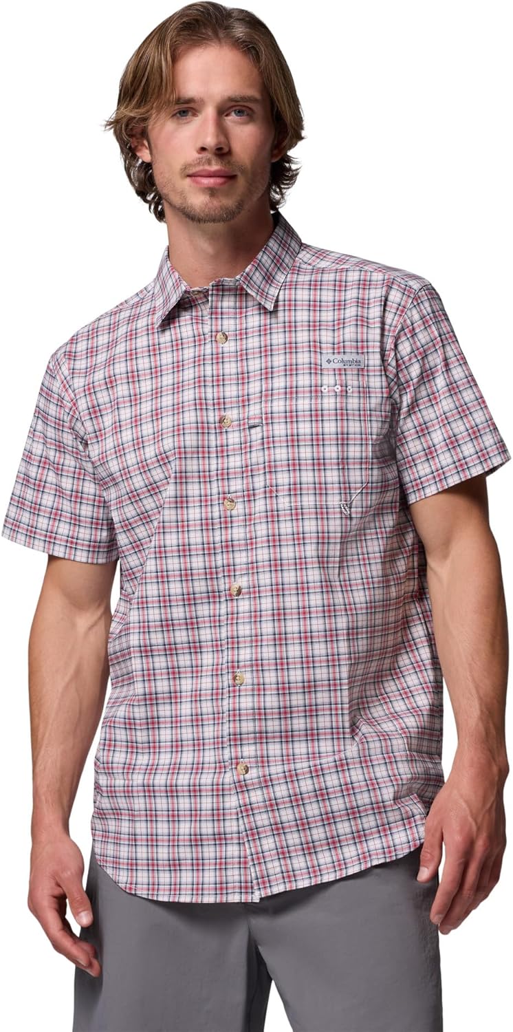 

Мужская рубашка Columbia Harbor Peak с коротким рукавом, Sunset Red Wayward Tartan