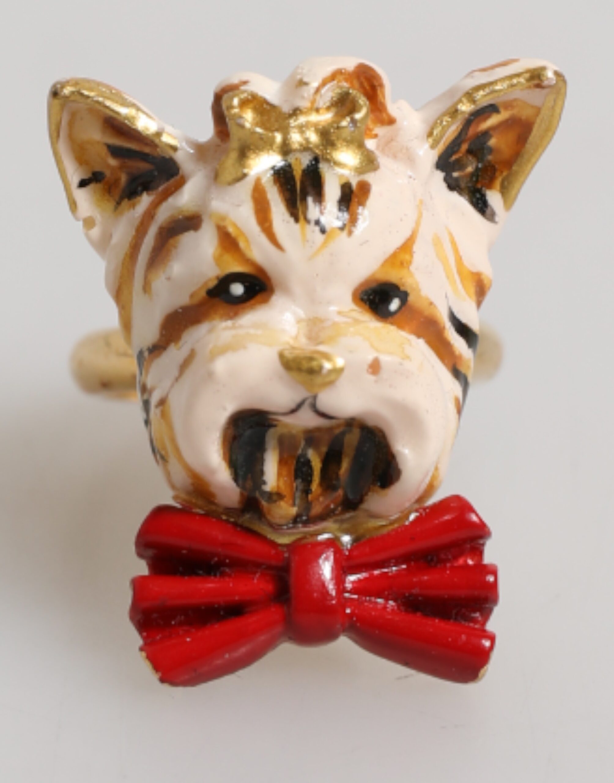 

Кольцо для собак из бежевой смолы и золотой латуни Dolce & Gabbana