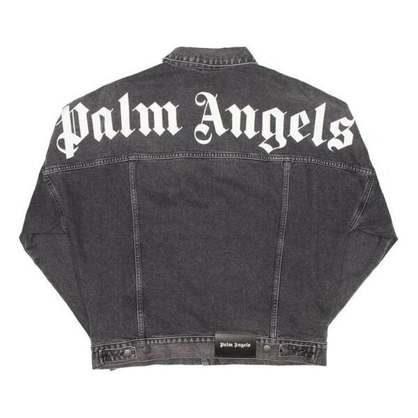 

Куртка Men's PALM ANGELS Printed Logo Denim Jacket Back Alphabet logo Washed Black, серый