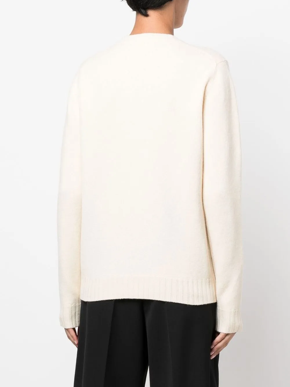 Шерстяной джемпер с круглым вырезом JIL SANDER, нейтральный — фото 4