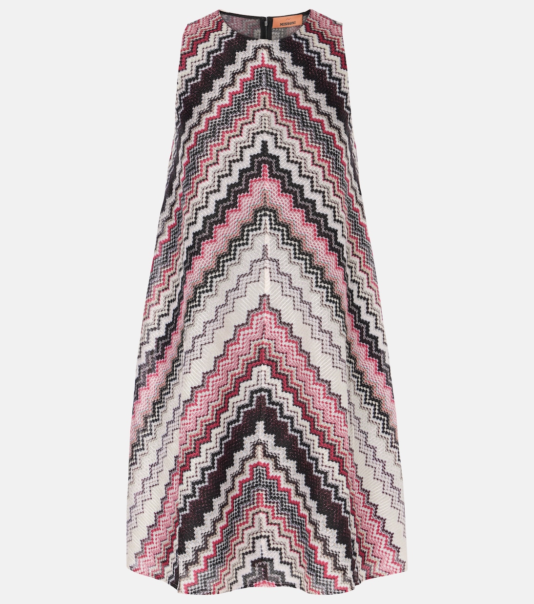 

Мини-платье с металлическим принтом Zig Zag Missoni, Multi Pink Beige Tones On Dark
