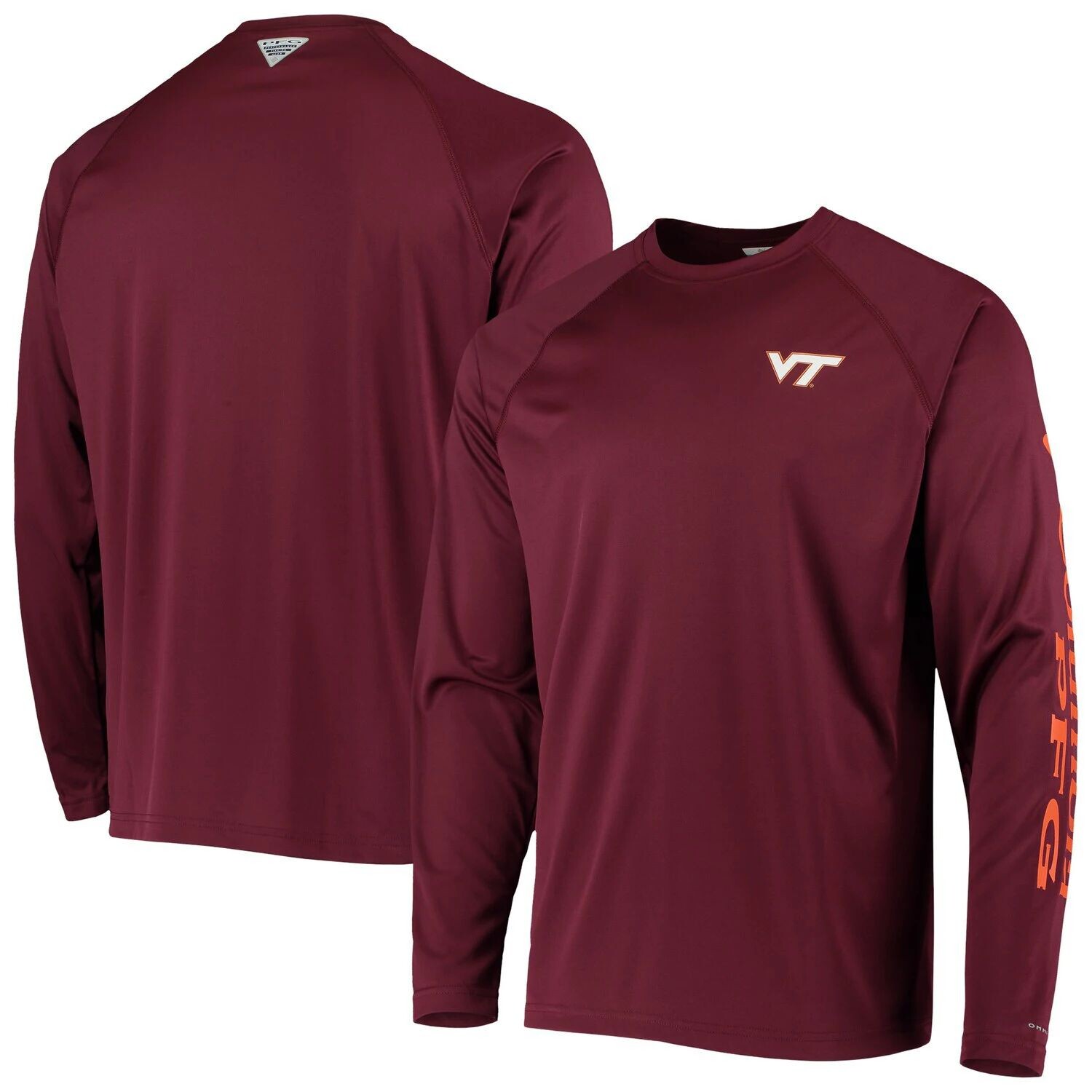 

Мужская футболка Columbia PFG Maroon Virginia Tech Hokies Terminal Tackle Omni-Shade с длинным рукавом