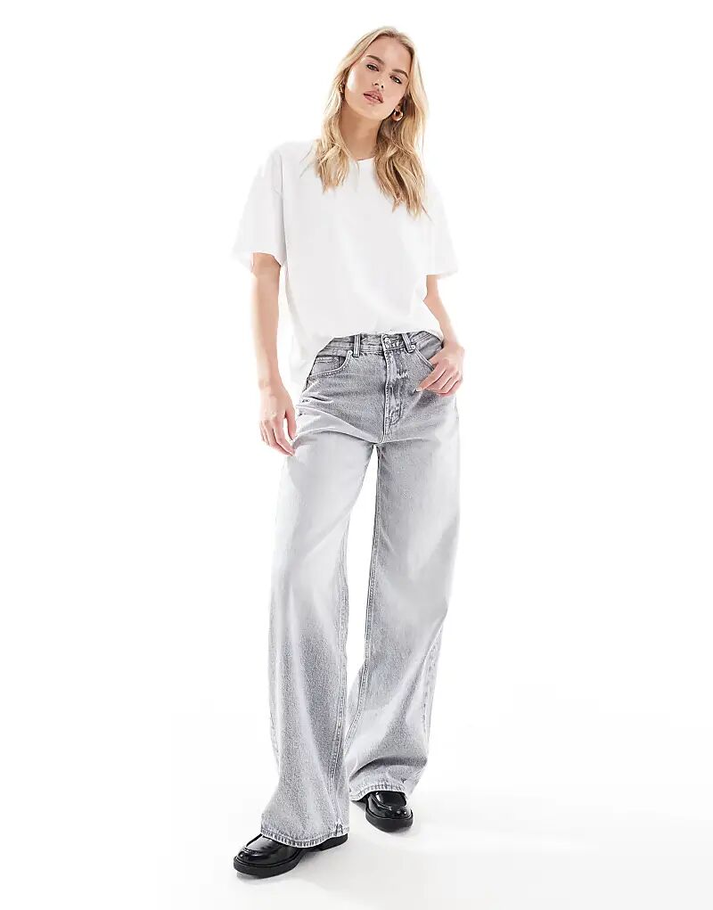 

Мешковатые джинсы Stradivarius Tall D88 светло-серого цвета