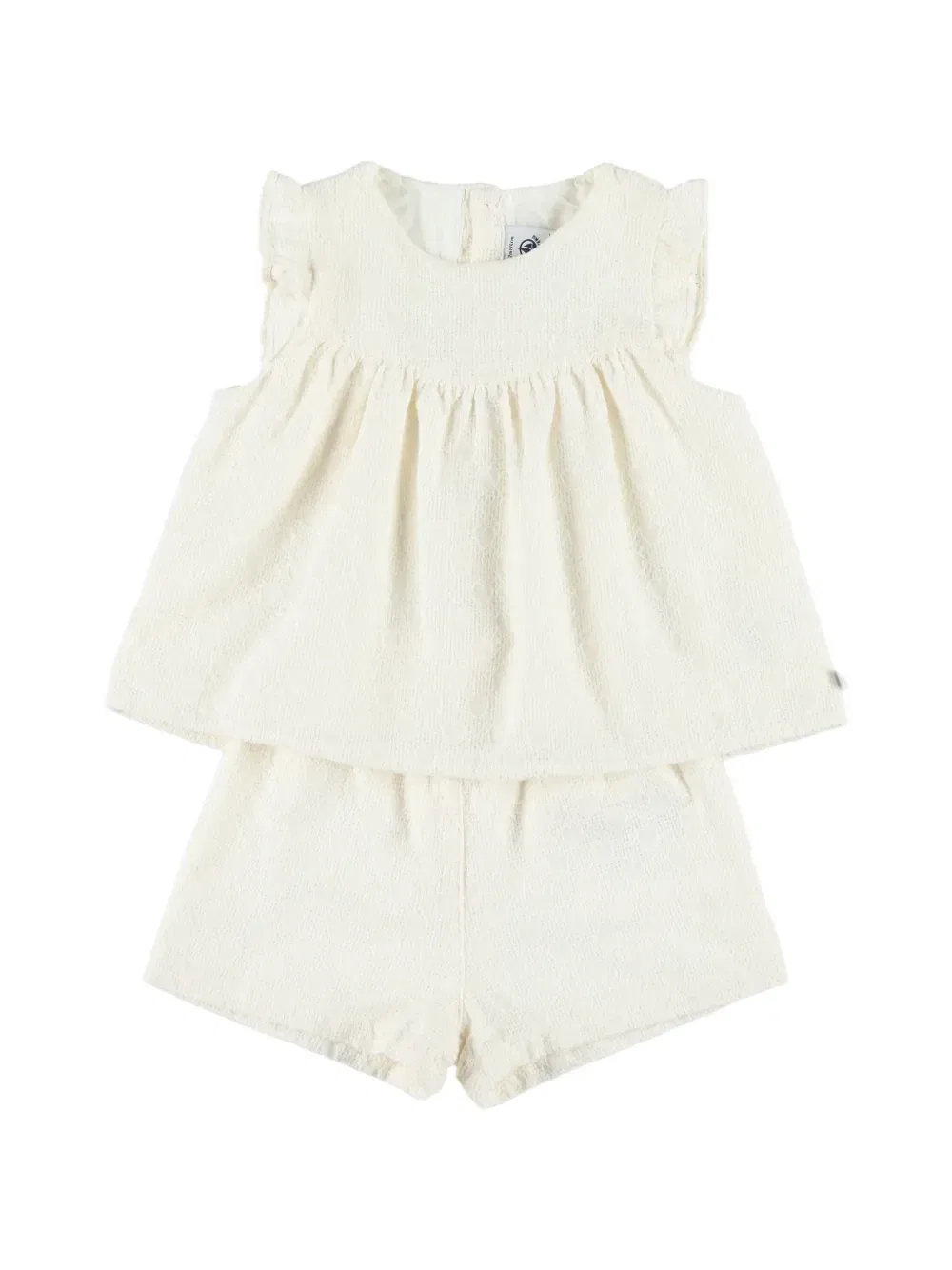 Комплект из топа и шорт с вышивкой Petit Bateau, бежевый