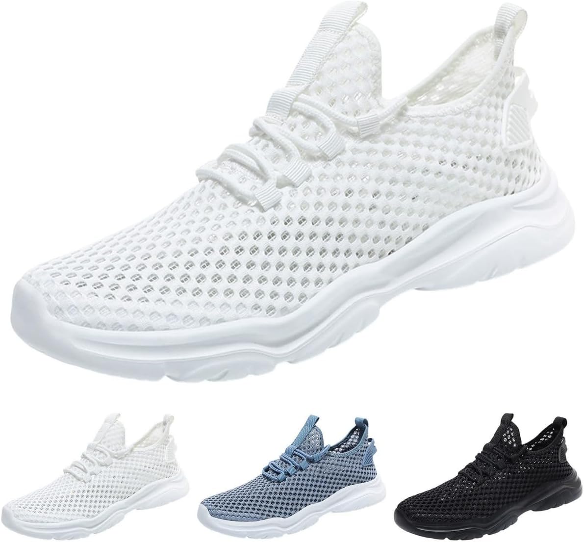 

Кроссовки DESESE для мужчин, с сеткой и вентиляцией, с вырезами, дышащие, с нескользящей шнуровкой, модные повседневные теннисные туфли, легкие беговые кроссовки с быстрой сушкой, белый
