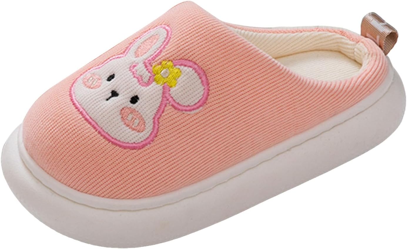 

IWIHMIV Детские удобные нескользящие тапочки с мультяшными персонажами для мальчиков и девочек, милые домашние и мягкие хлопковые тапочки, розовый