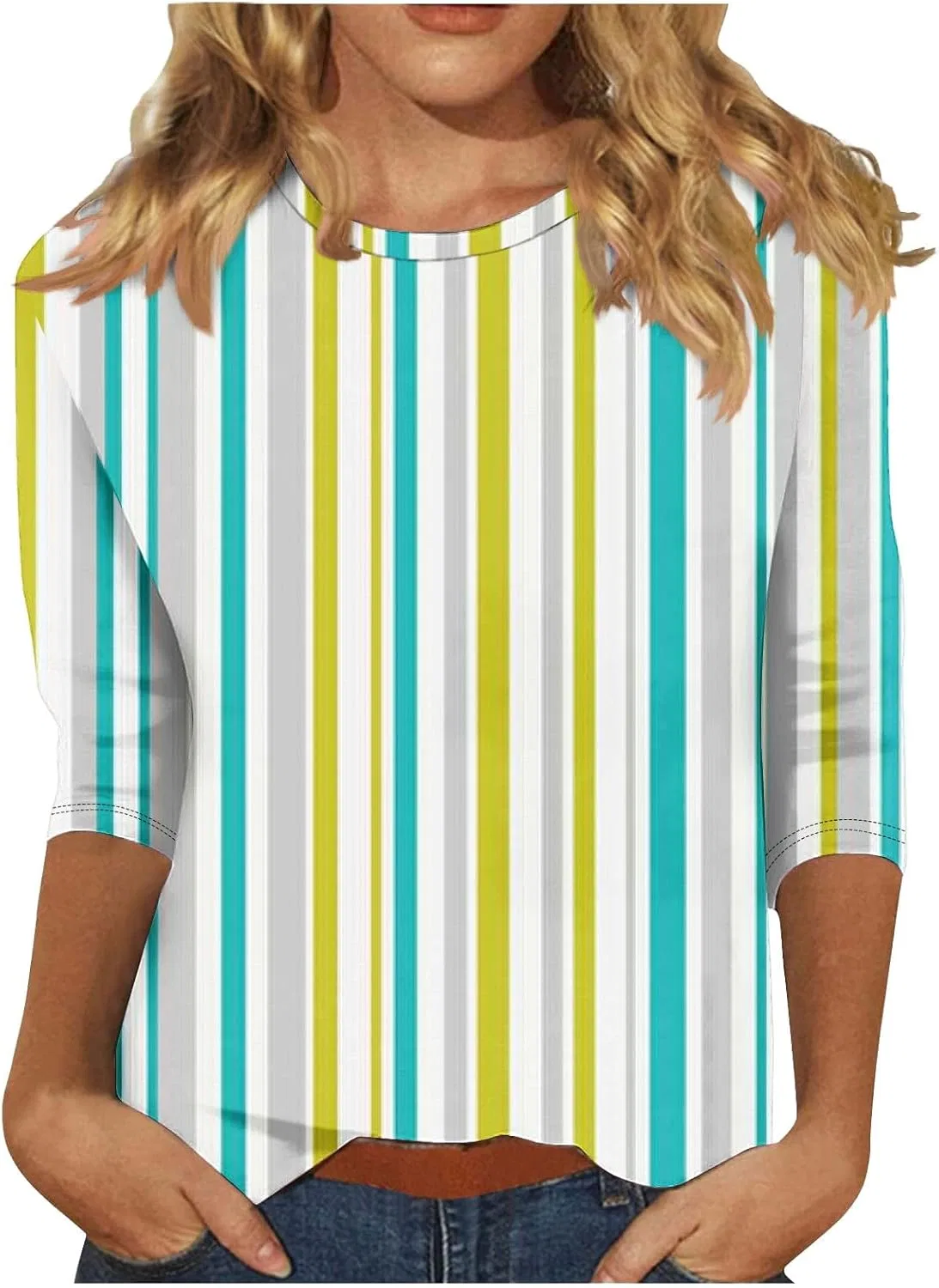 Блуза с 3/4 рукавом, женская, цветочный принт, A25 Multicolor
