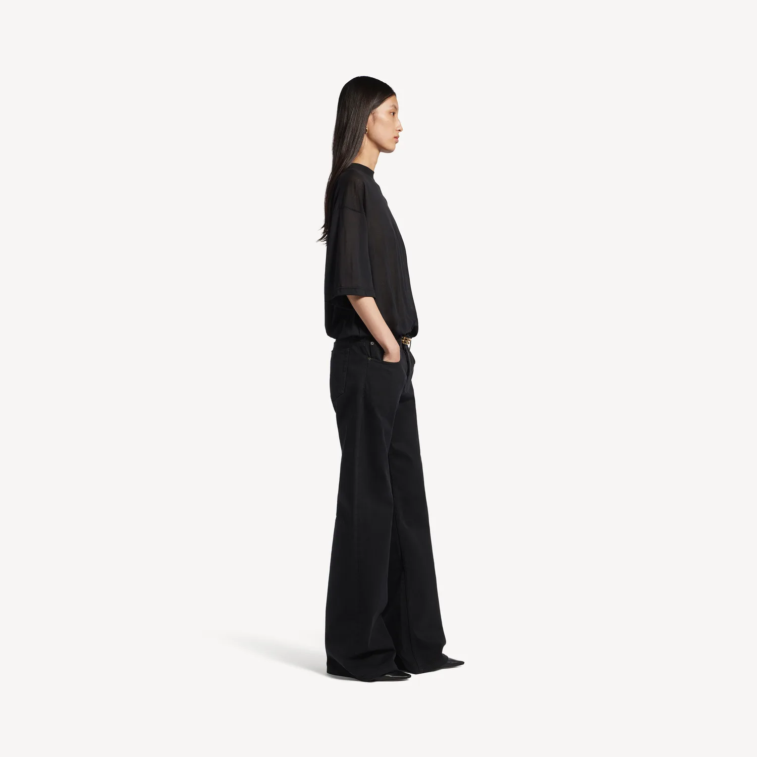 BALENCIAGA Женские джинсы свободного кроя черного цвета — фото 3