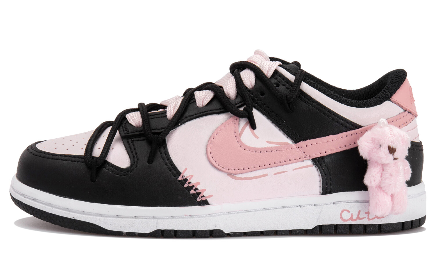 

Кроссовки Nike Dunk Skateboard Shoes Women's Low-Top Black Pink, Черный, Кроссовки Nike Dunk Skateboard Shoes Women's Low-Top Black Pink