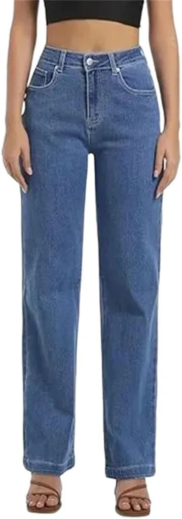 

Женские джинсы прямого кроя с высокой посадкой