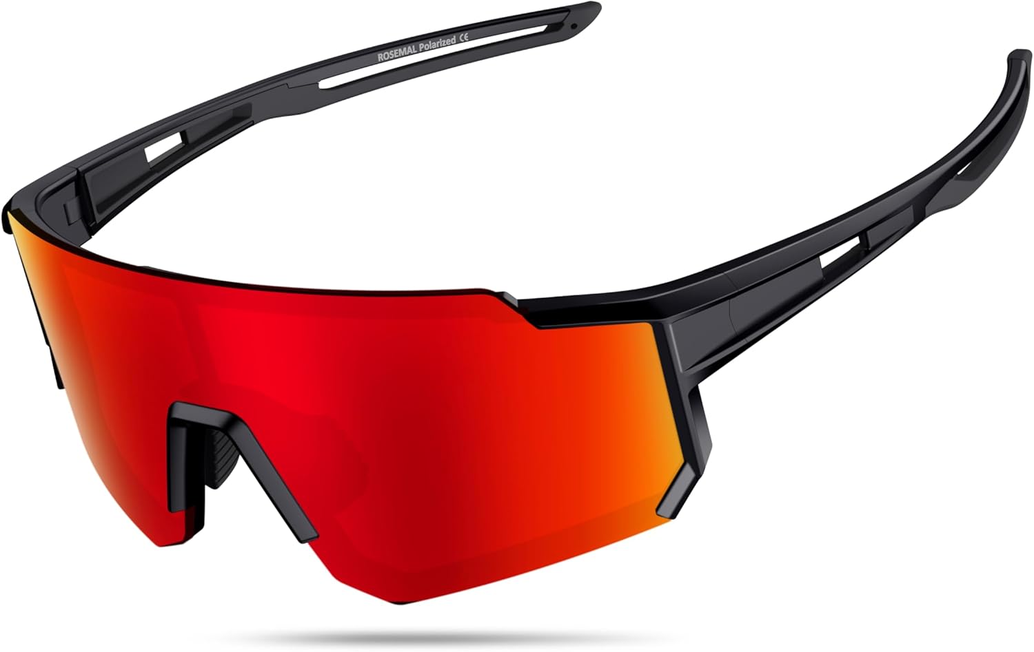 

Поляризованные спортивные солнцезащитные очки для мужчин, женщин и молодежи: бейсбол, бег, велоспорт, вождение, рыбалка, теннис, гольф, мотоцикл, TAC UV400 TR90 Rosemal, Matte Black Red