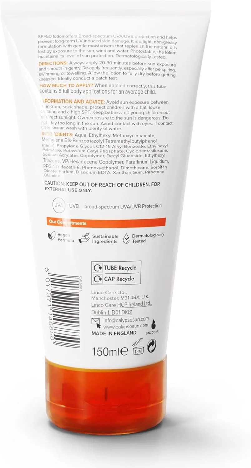 Солнцезащитный лосьон для детей SPF50 Calypso 150 мл — фото 4
