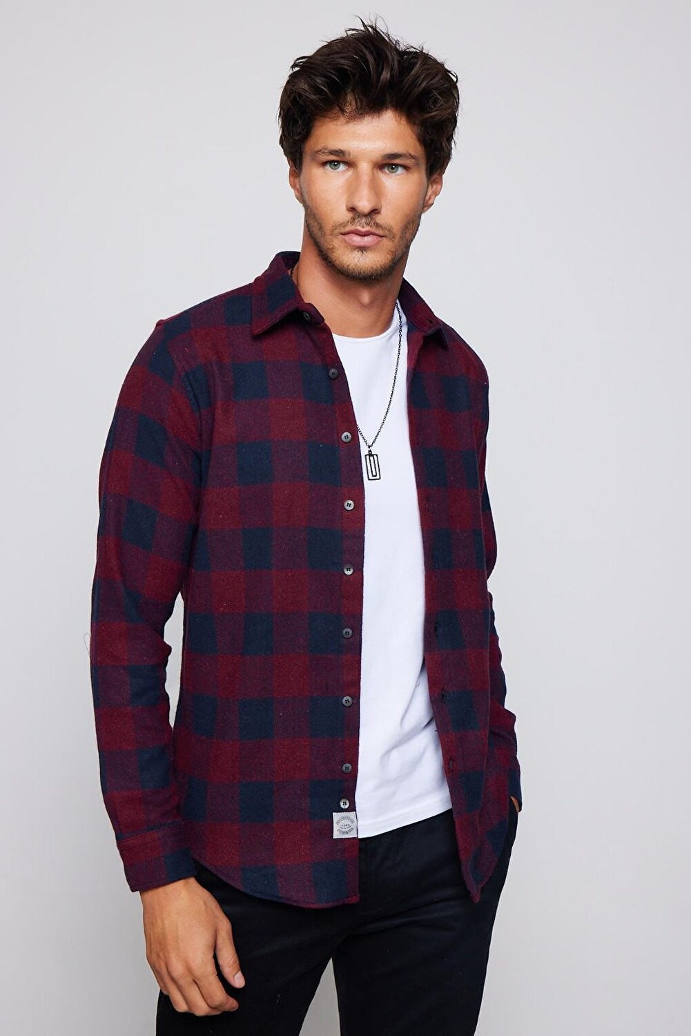 

Мужская рубашка Lumberjack Slim Fit узкого кроя в клетку со спортивным воротником TUDORS, смешанный
