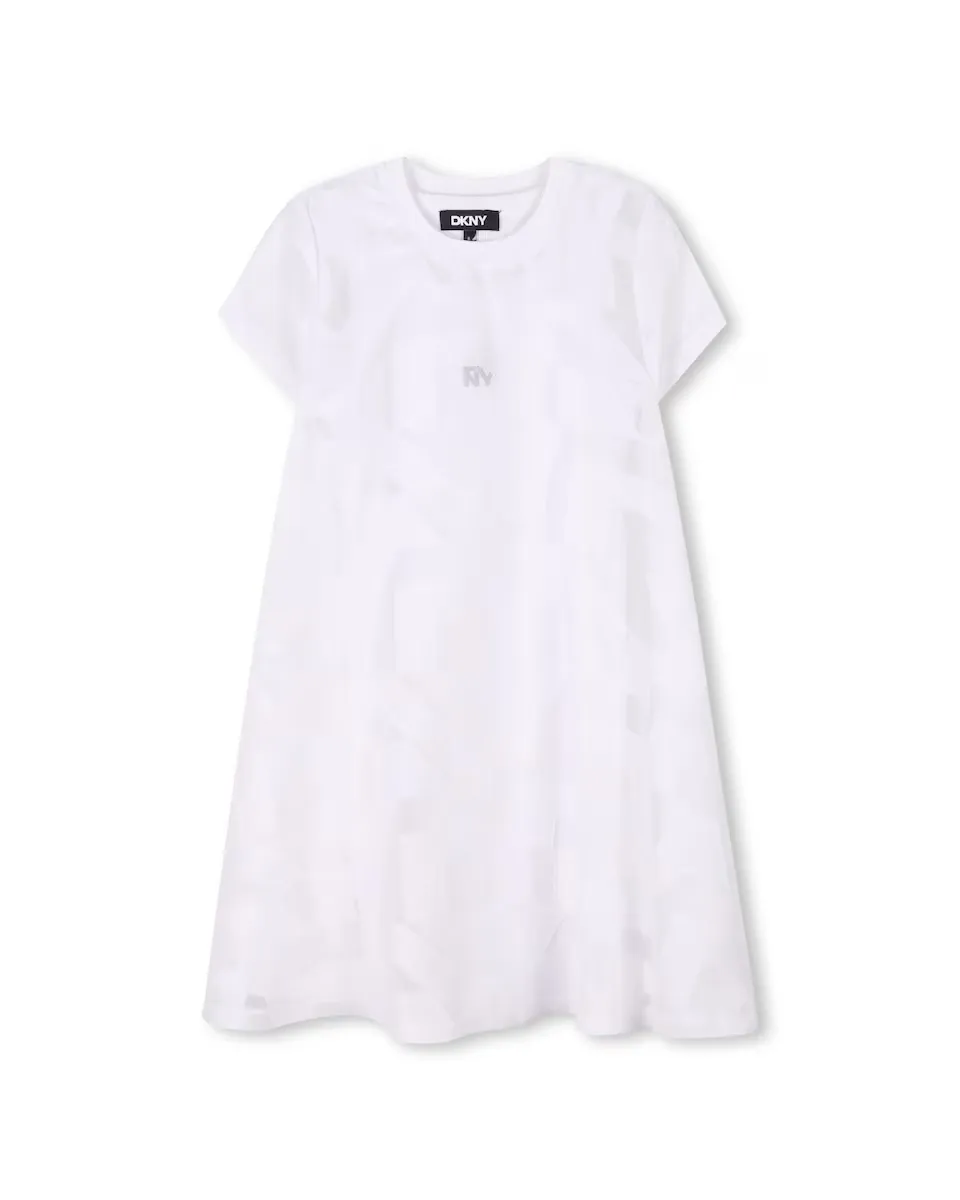 

Платье для девочки белого цвета с короткими рукавами DKNY, белый