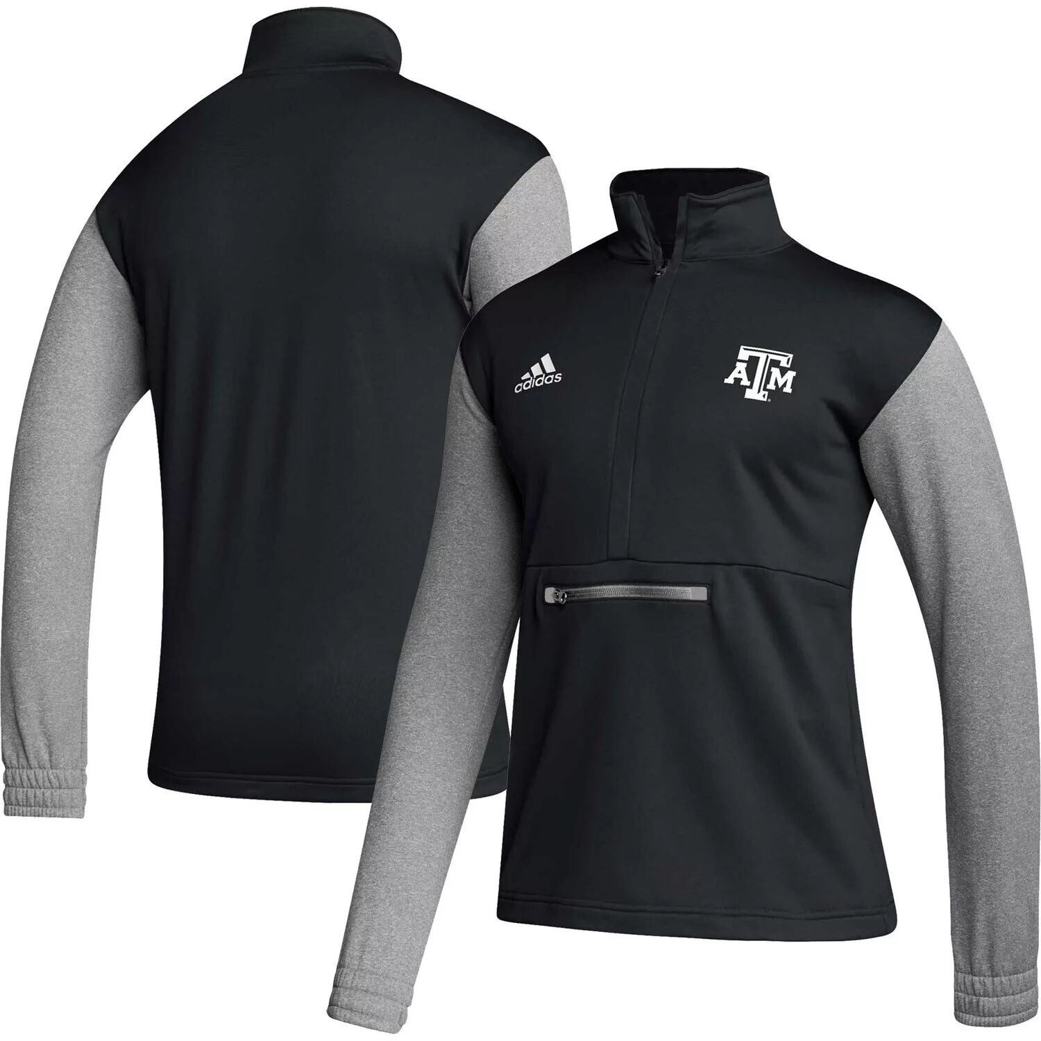Мужская черная куртка Texas A&M Aggies Team Issue AEROREADY с молнией на четверть adidas — фото 4