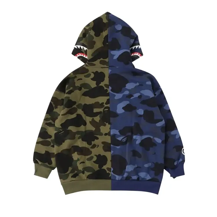 Худи BAPE Split Camo Shark Relaxed Fit Pullover Hoodie, цвет темно-зеленый — фото 2