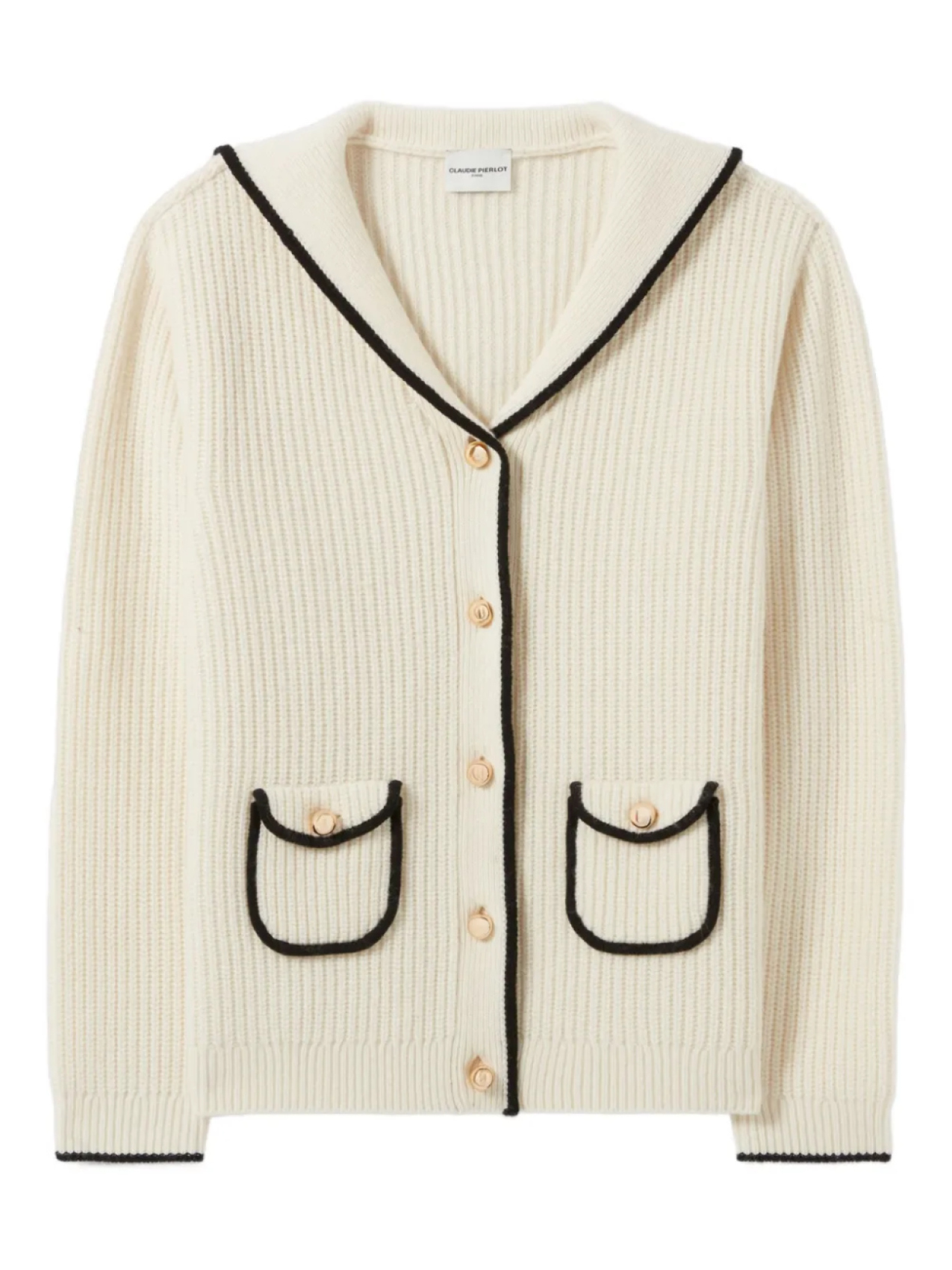 

Claudie Pierlot кардиган в рубчик с контрастной отделкой, белый