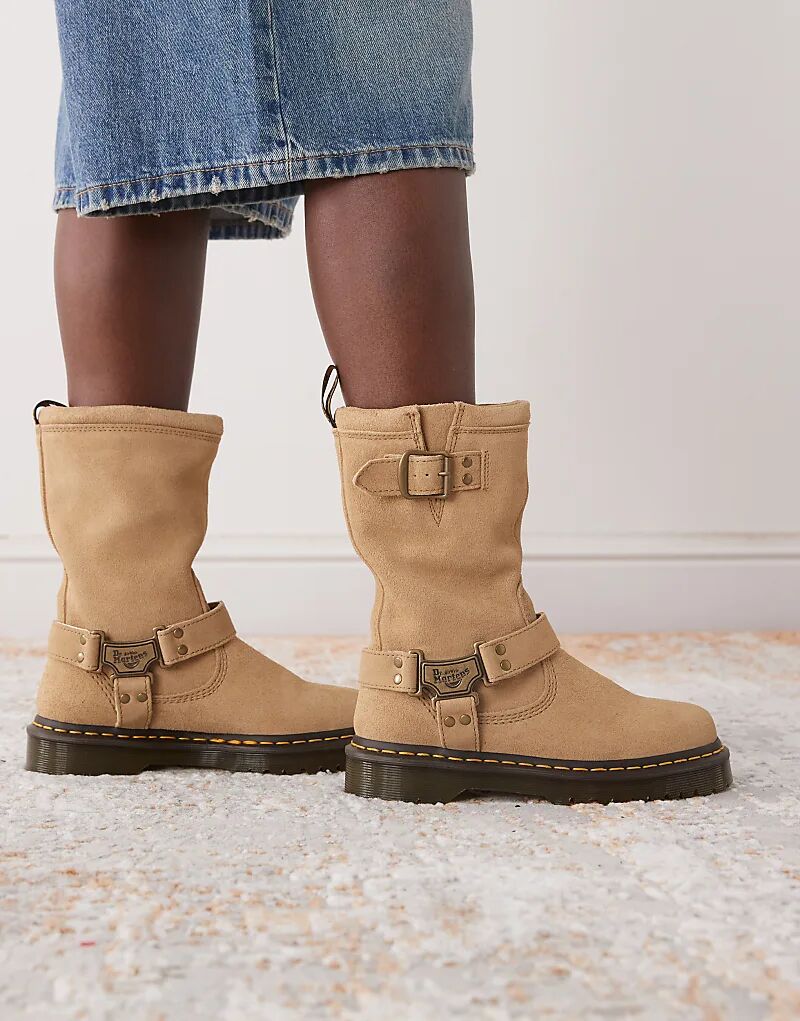 Ботинки Dr Martens Anistone Hi Harness в бежевом цвете