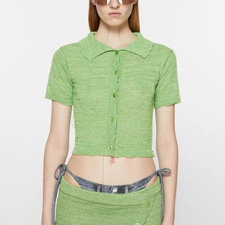 Short Sleeved Cardigan Acne Studios, ярко-зеленый — фото 4