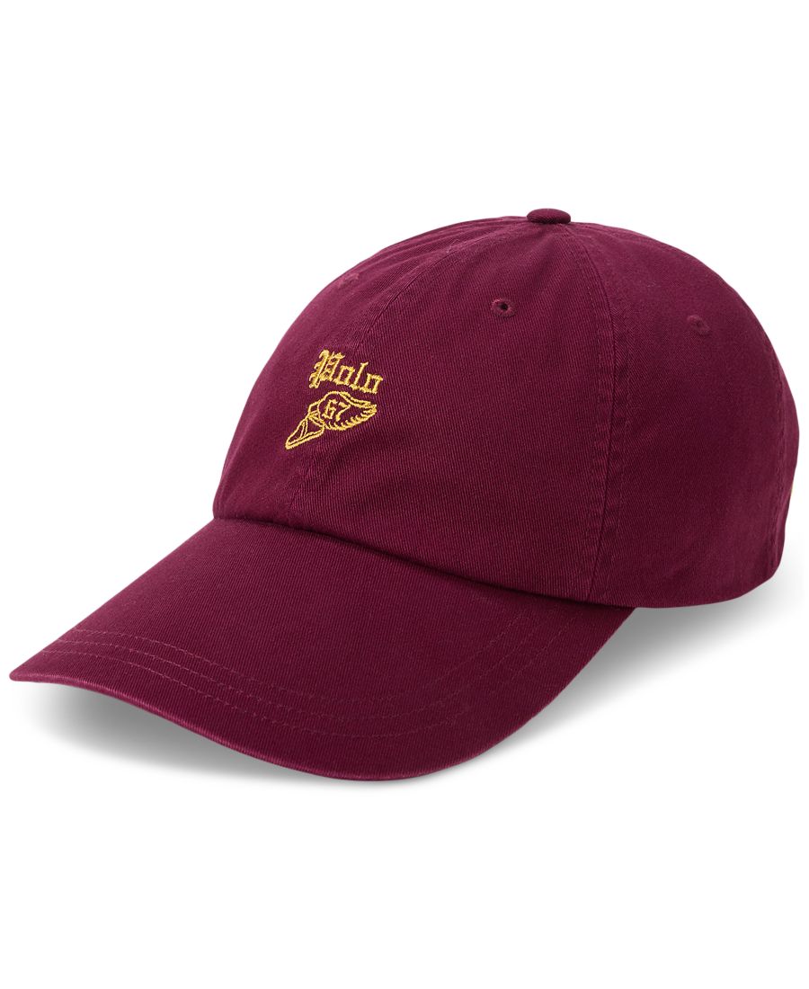 

Мужская вышитая кепка с длинным козырьком из саржи Polo Ralph Lauren, Classic Wine