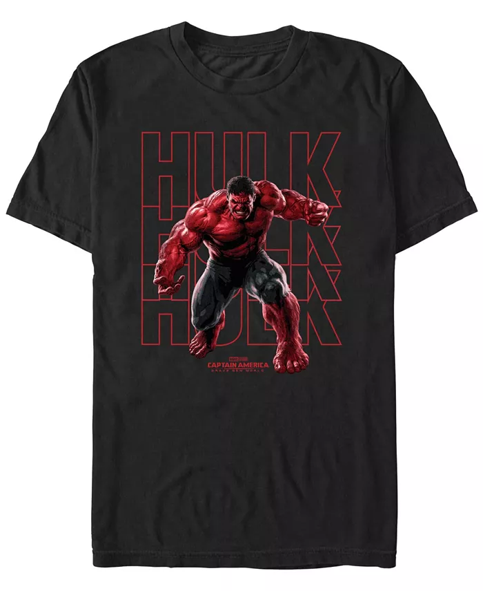 

Мужская футболка с коротким рукавом Red Hulk Text Stack Marvel, черный
