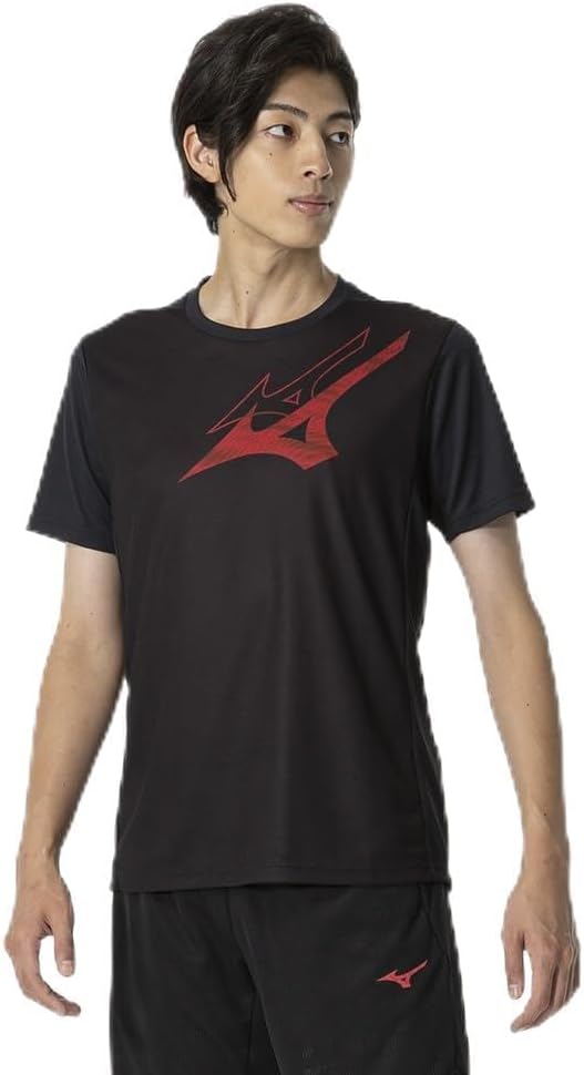 

Мужская быстросохнущая тренировочная футболка MIZUNO с коротким рукавом, влагоотводящая, быстросохнущая, 32MAB025, черный