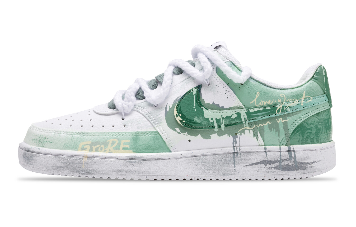 

Кроссовки для скейтборда Court Vision Low Unisex Low-Top White/Green Nike