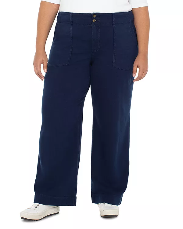 

Джинсы с высокой посадкой и широкими штанинами темно-синего цвета. Liverpool Los Angeles Plus, синий