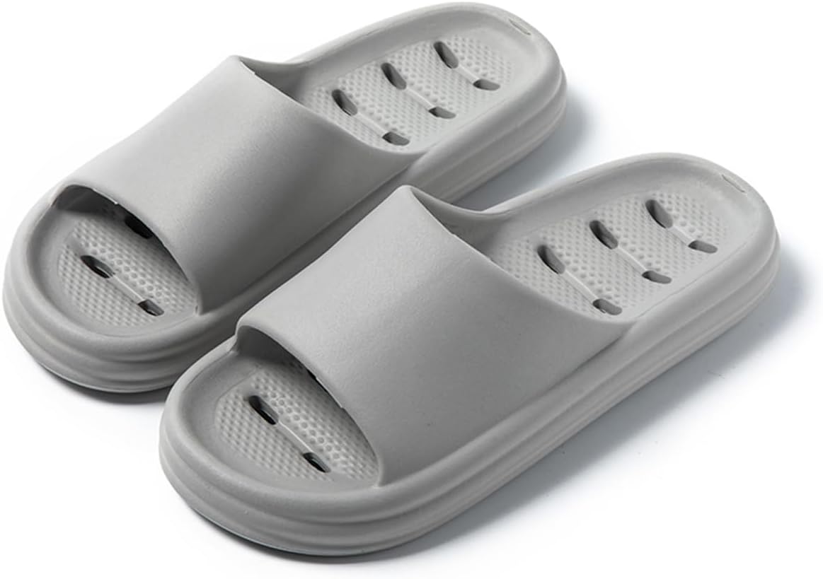 

Душевые тапочки для женщин и мужчин, тапочки для ванной с дренажными отверстиями, душевые сандалии, шлепанцы для бассейна и пляжа Auxdiq, серый