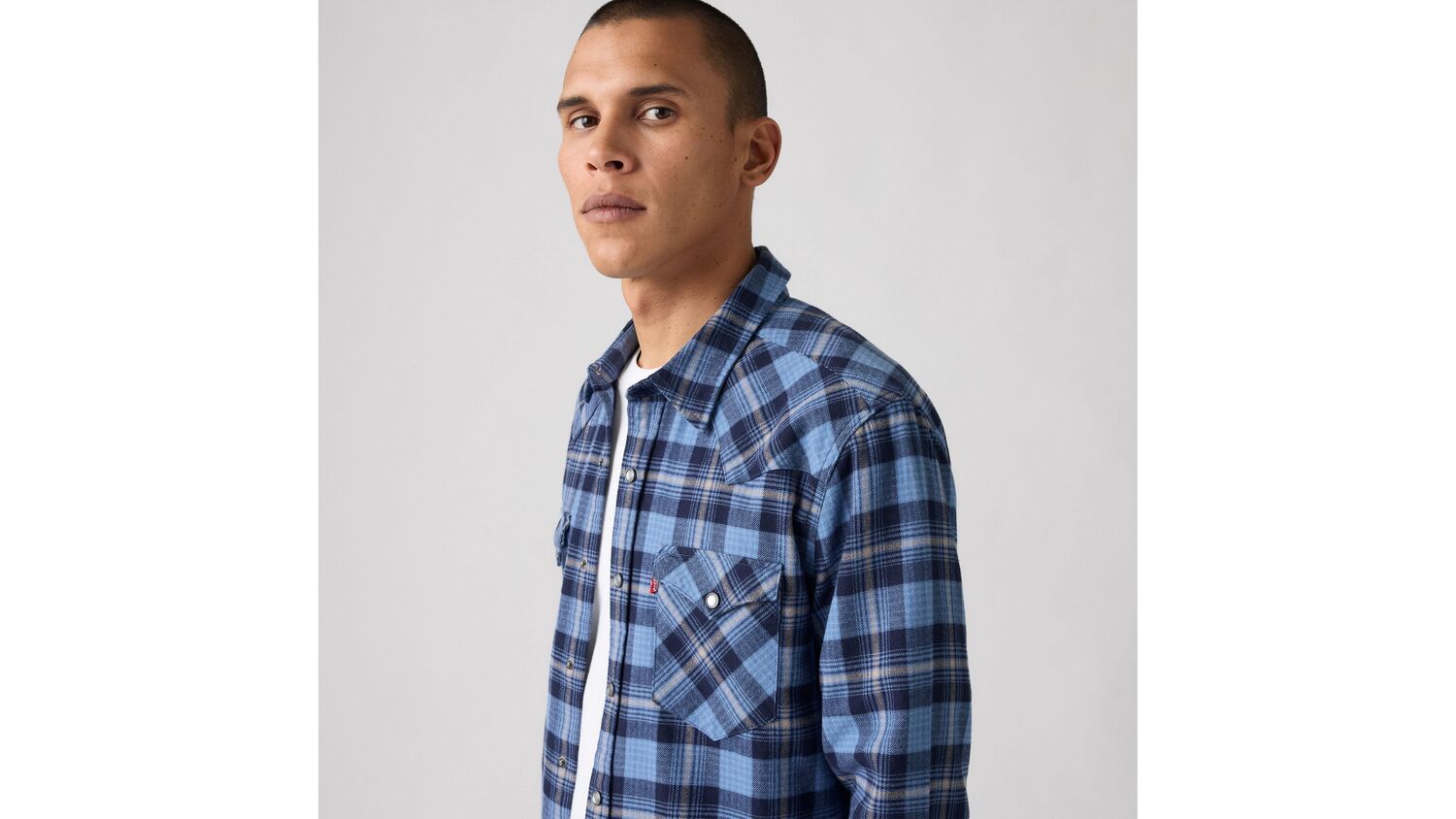 Классическая фланелевая рубашка в стиле вестерн стандартного кроя Levi's, Niklas Plaid Quiet Harbor - Blue — фото 4