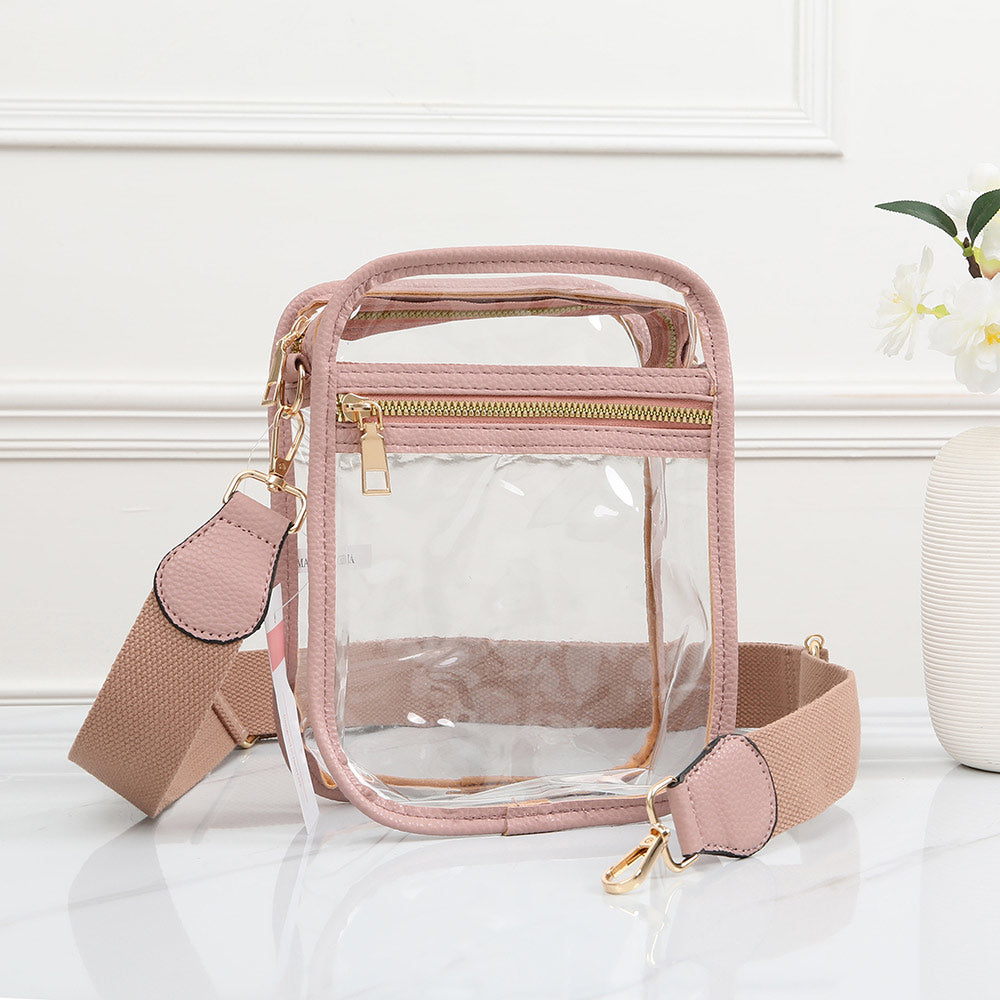 

Прямоугольная прозрачная сумка через плечо из искусственной кожи FASHNZFAB, розовый