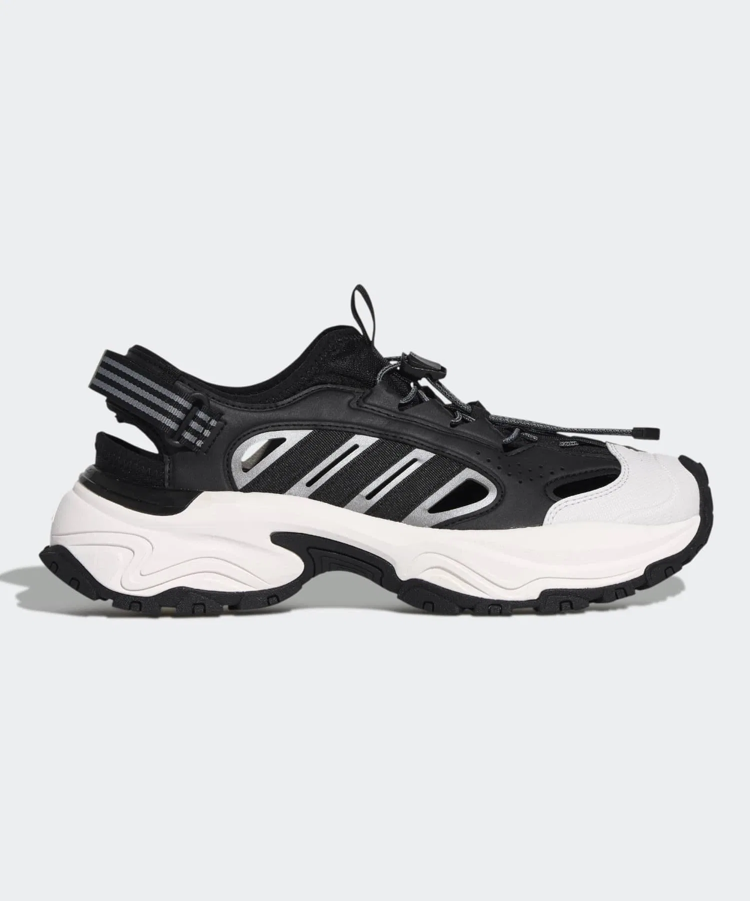 Унисекс сандалии adidas с регулируемым ремешком чёрные с белым