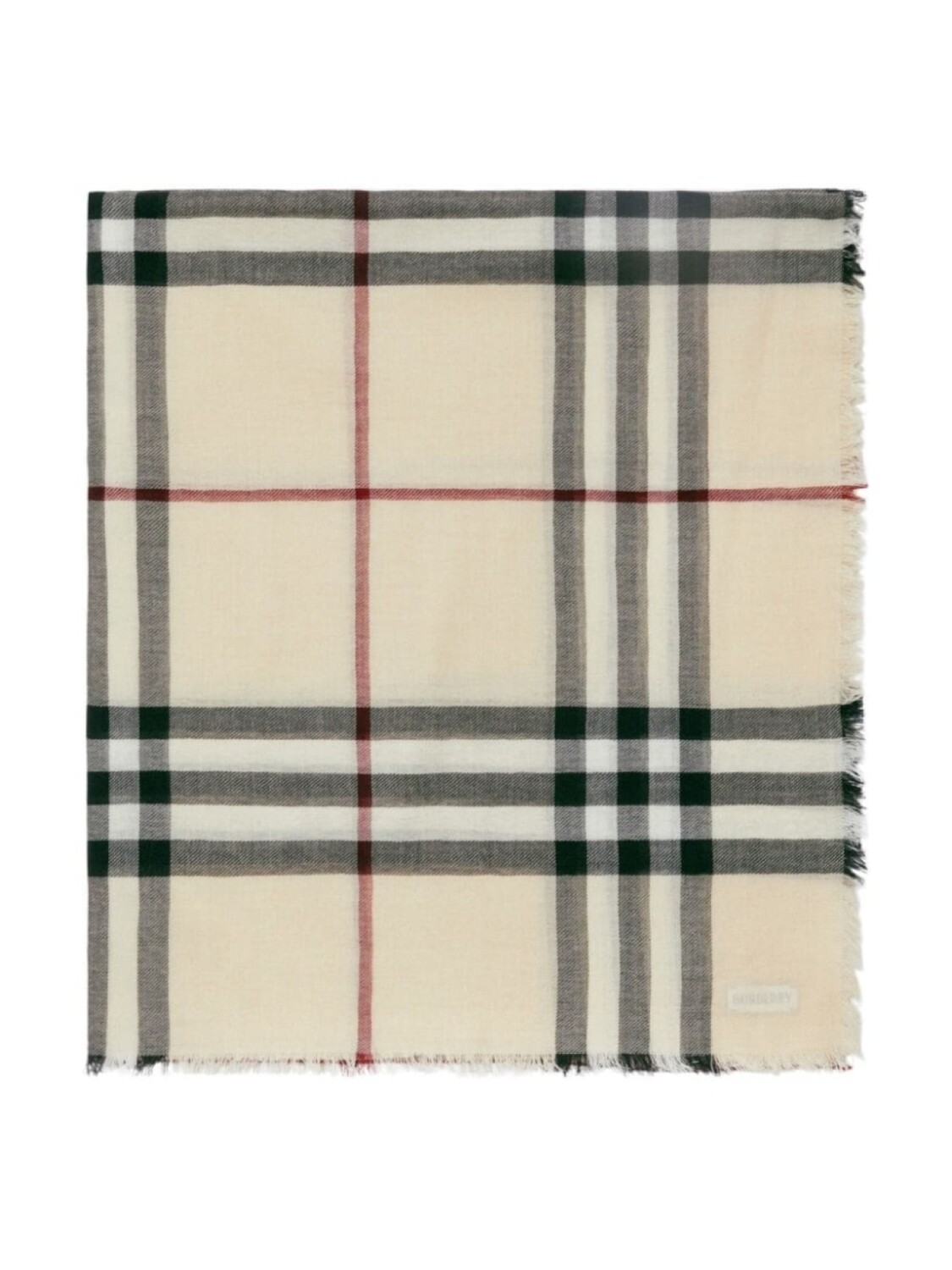 Burberry шерстяной шарф в клетку с необработанным кроем, нейтральный цвет — фото 3